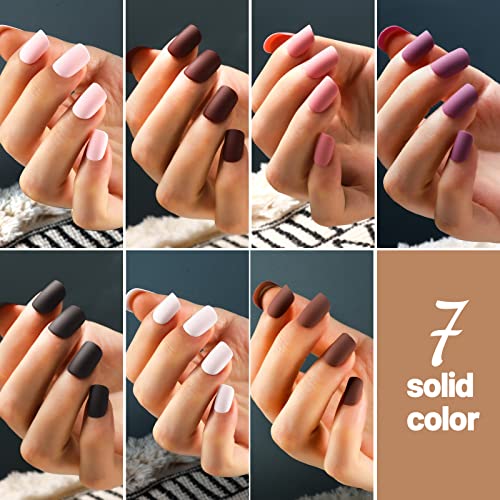 Teenitor 288Pcs Matte Acrylic Short Square Fake Nails