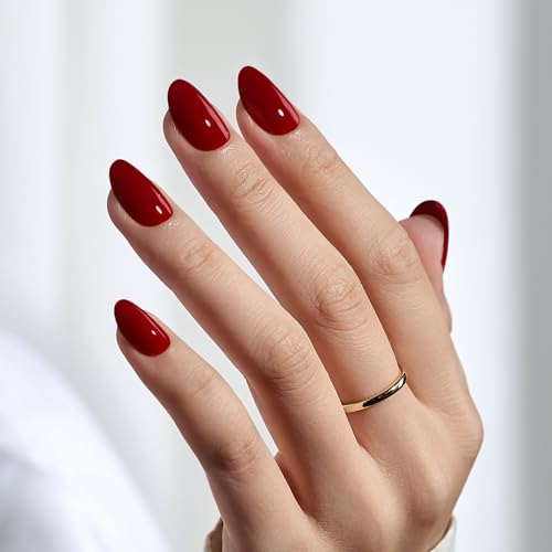 Soft Gel Red Oval Fake Nails BTArtbox Press-On