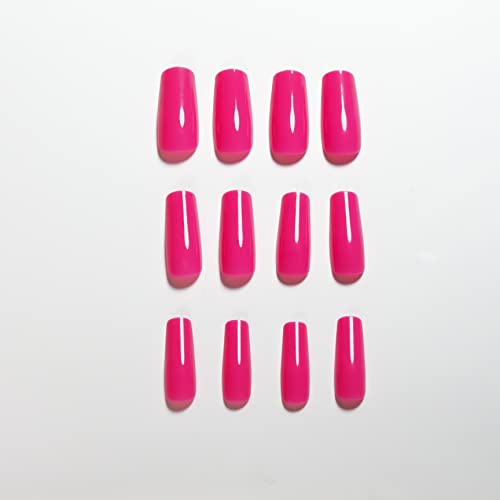 Hot Pink Medium Square Press On Nails Coffin