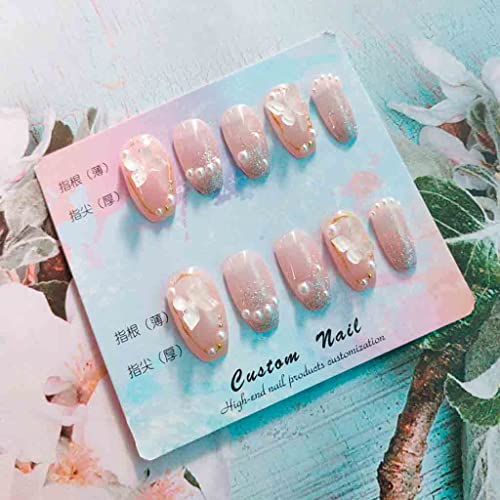RikView Pink Medium Coffin Fake Nails with Butterflies