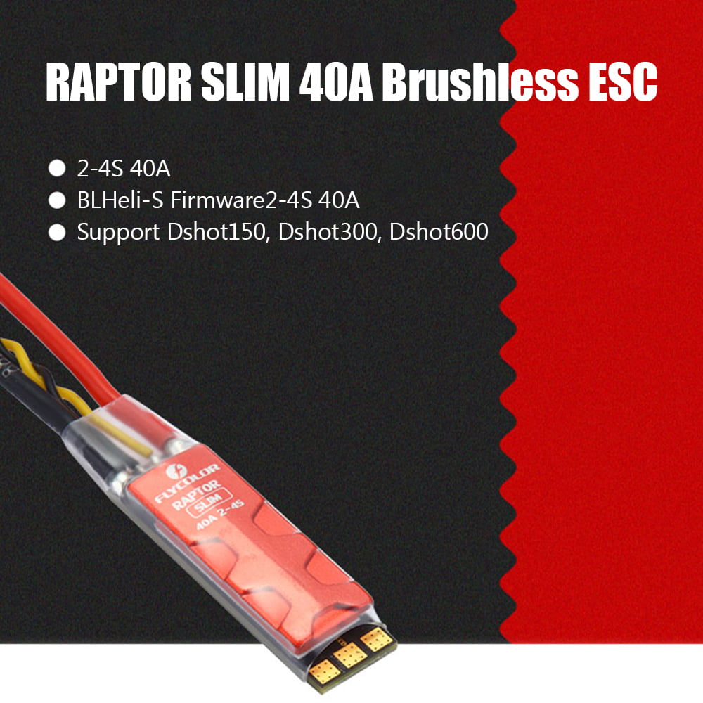 Flycolor RAPTOR SLIM 40A 2-4S Brushless ESC Dshot BLHeli-S for RC FPV Racing Drone Multirotor