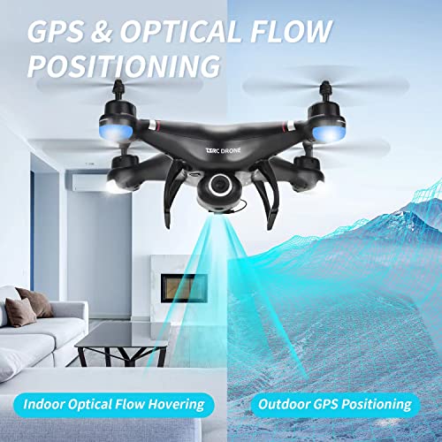 TENSSENX GPS Drone with 1080P HD Camera for Adults and Kids, 5G Transmission FPV Drone, RC Quadcopter with 2 Batteries, Carrying Bag, Auto Return, Follow Me, Altitude Hold, Easy for Beginners