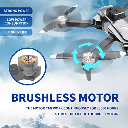 Brushless Motor Drone,Drone with 4K Camera for Adults Beginner, Foldable FPV RC Quadcopter with Brushless Motor, Upgrade WiFi Transmission, Optical Flow,Camera with High Power Motor Fan Blade Drone for Adults,Infrared Obstacle Avoidance Gesture Control,36min Ultra-long Battery Life