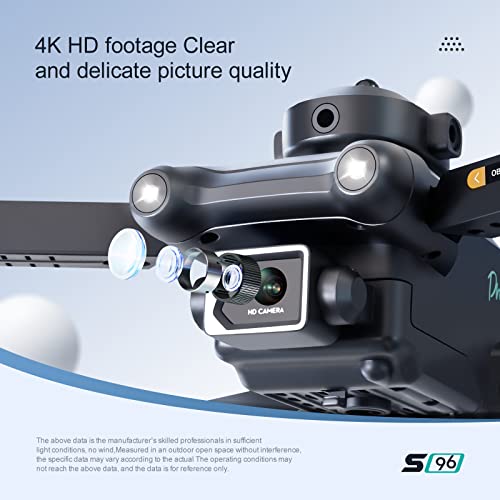 REHOBBKID Mini Drone for Kids with 4K Dual Camera, S96 Foldable WiFi FPV Live Video Drones for Adults Beginners,Altitude Hold, Avoid Obstacles,Headless Mode,One Key Start/Landing,Gesture Control RC Quadcopter with 2 Batteries, 3D Flips, APP Control,Toys Gifts for Boys Girls