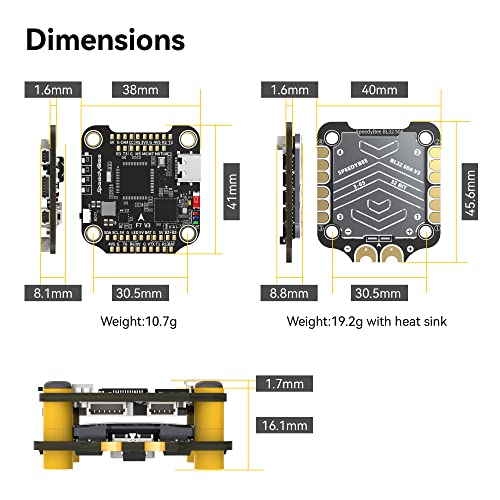 SpeedyBee V3 F7 Flight Controller Stack, 30x30 Drone FC Stack with 4in1 50A ESC BL32, Wireless Betaflight Configuration, Blackbox,Solder-Free Plugs,WiFi,Bluetooth for 3-6S 4" 5" FPV Drone Cinelifter