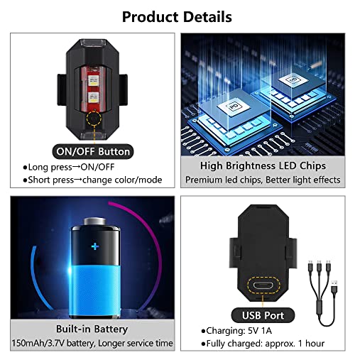 LECART 4-Pack LED Strobe Lights for Drones