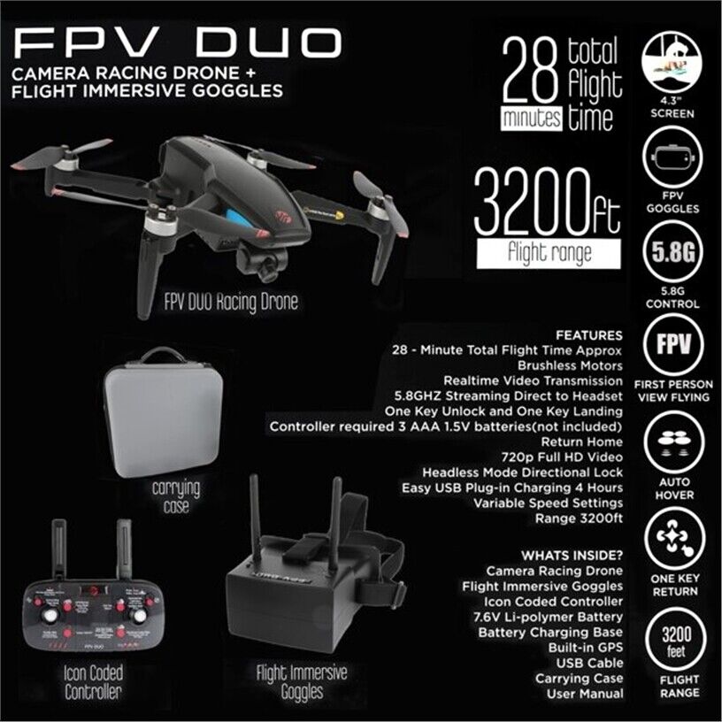 Vivitar Racing Drone and Flight Googles Combo