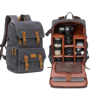 Retro Batik Camera Backpack with USB Port