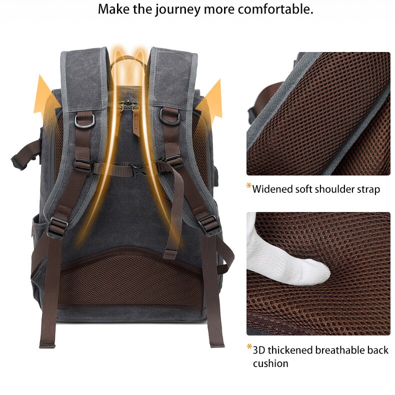 Retro Batik Camera Backpack with USB Port