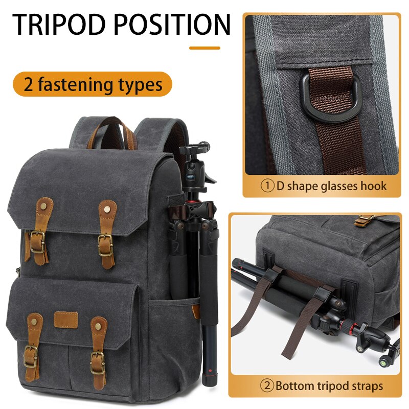 Retro Batik Camera Backpack with USB Port