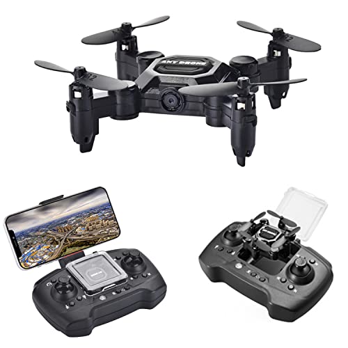 Foldable Mini pocket Drone with wifi 720P Camera for beginners,smart hover,50x zoom,HD video transmission,Trajectory Flight,3D Flip,3 speed,2 battery,black