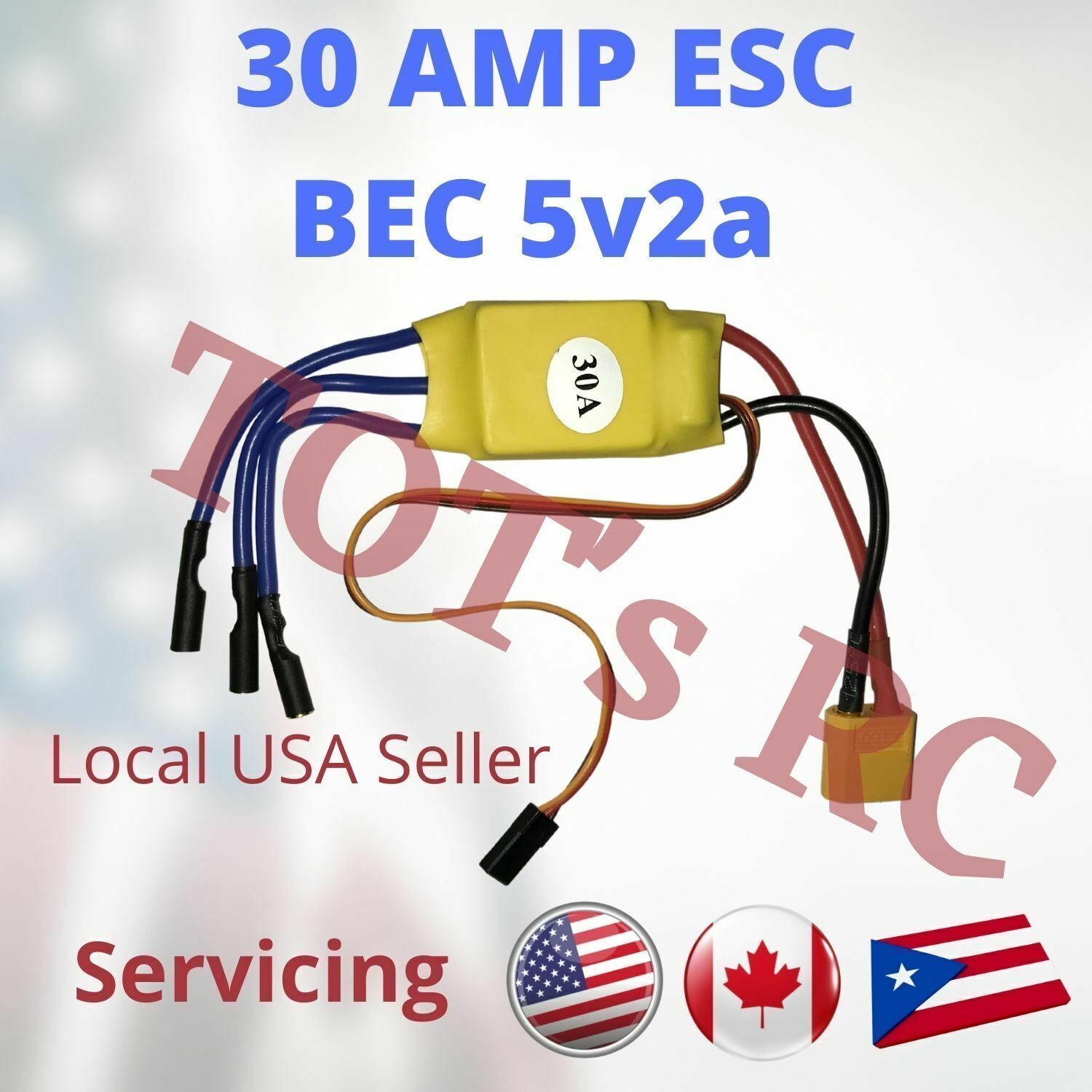 30A ESC with XT60/Deans/XT30 Connectors