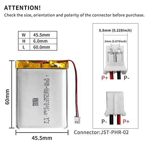 EEMB Lipo Battery Pack 3.7V 1450mAh with JST