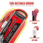 11.1V Lipo Battery 5000mAh 50C 3S Dean-Style T Connector (2 Pack)