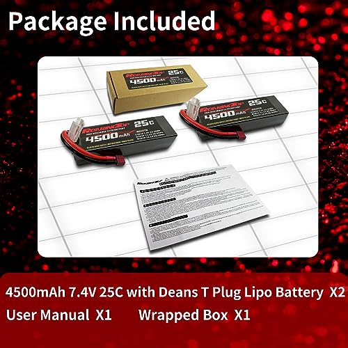2S 4500mAh 7.4V Lipo Battery Pack- Deans Connector (2 Pcs)