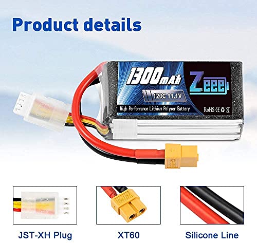 Zeee 3S 1300mAh 11.1V 120C Battery for RC Drones