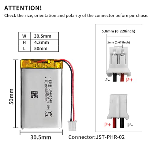 EEMB 3.7V Lipo Battery 500mAh 403048 JST