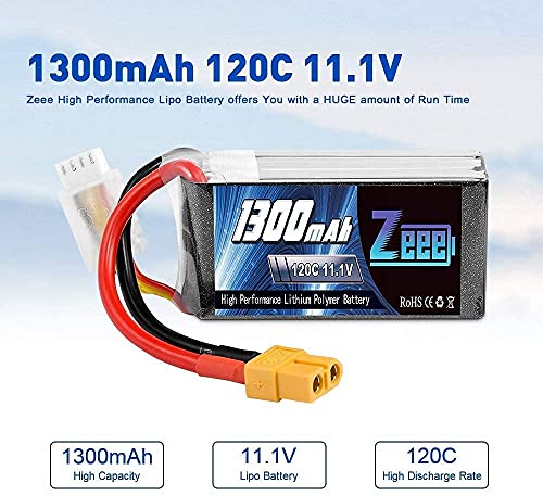 Zeee 3S 1300mAh 11.1V 120C Battery for RC Drones