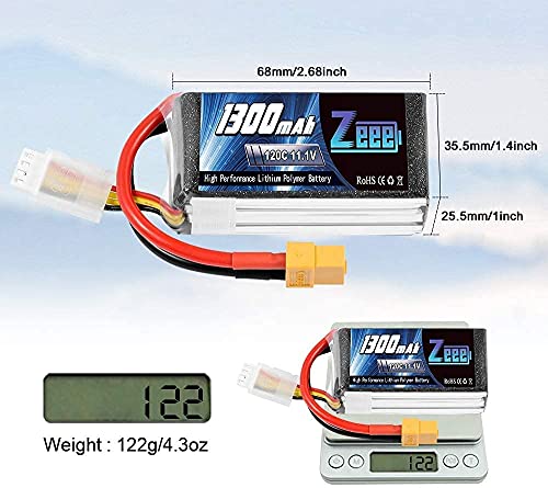 Zeee 3S 1300mAh 11.1V 120C Battery for RC Drones