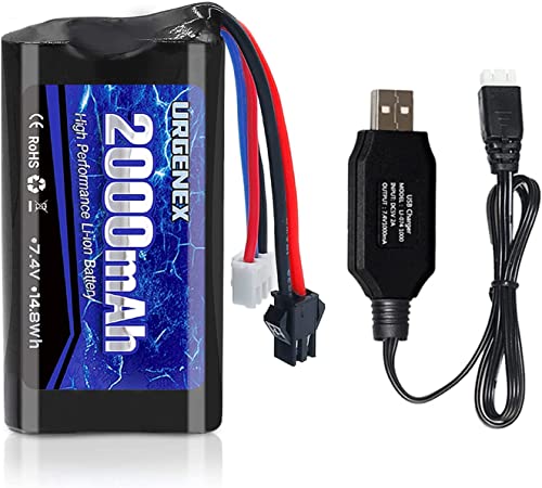 URGENEX 7.4V Li-ion Battery 2000mAh 2S for RC Boat
