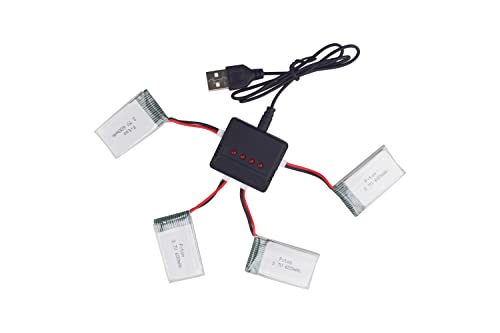 ZYGY 4pcs 3.7V 600mAh Battery & Charger for RC Drones