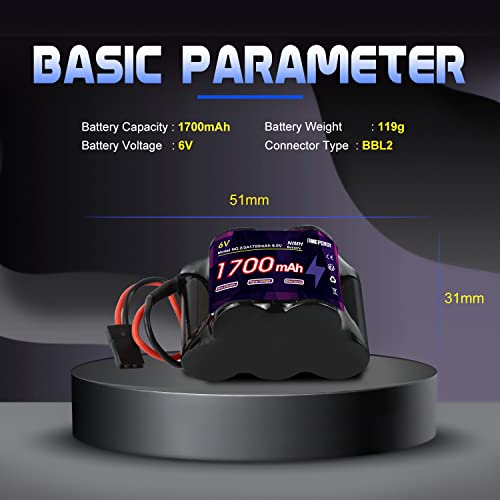 EMEPOVGY RC Nimh Receiver Battery 6 V 1700 mAh RX Battery Pack