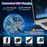 Blue Hand-Controlled Flying Ball with 360° Rotation and LED Lights