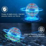 Blue Hand-Controlled Flying Ball with 360° Rotation and LED Lights