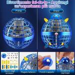 Blue Hand-Controlled Flying Ball with 360° Rotation and LED Lights
