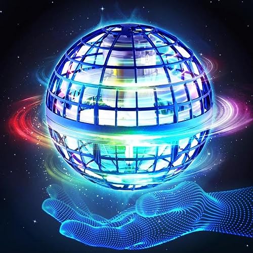 Hand controlled flying ball with LED lights, mini drone