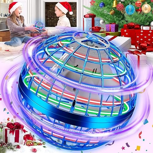 Hand controlled flying ball with LED lights, mini drone