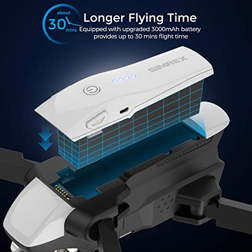 SIMREX X20 Drones with Camera - 4K Video, 30 Minutes Flight Time