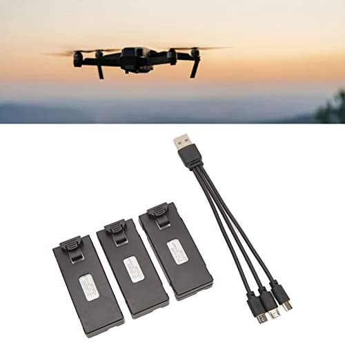 3Pcs 3.7V Lithium Batteries with 3-in-1 Charger