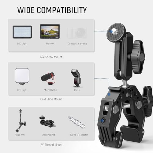 NEEWER Super Clamp with Dual Ballhead Magic Arm