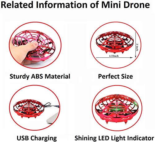 Kids Hand-Controlled Flying Ball Drone Toy (Red)
