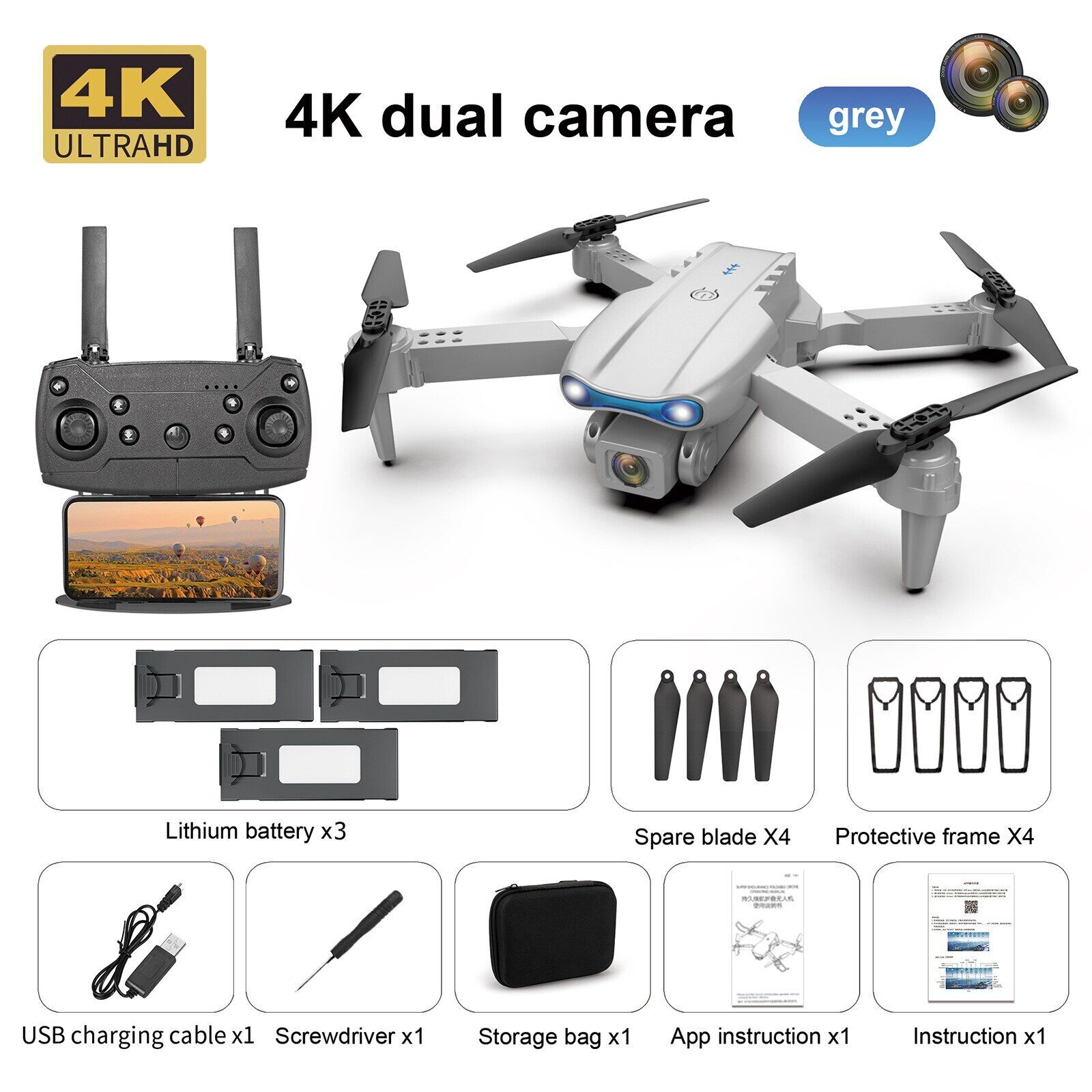 2023 Foldable RC Quadcopter with 4K Dual Camera