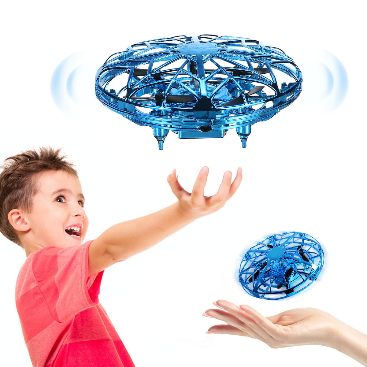 Blue 360° LED Hand Drone for All Ages