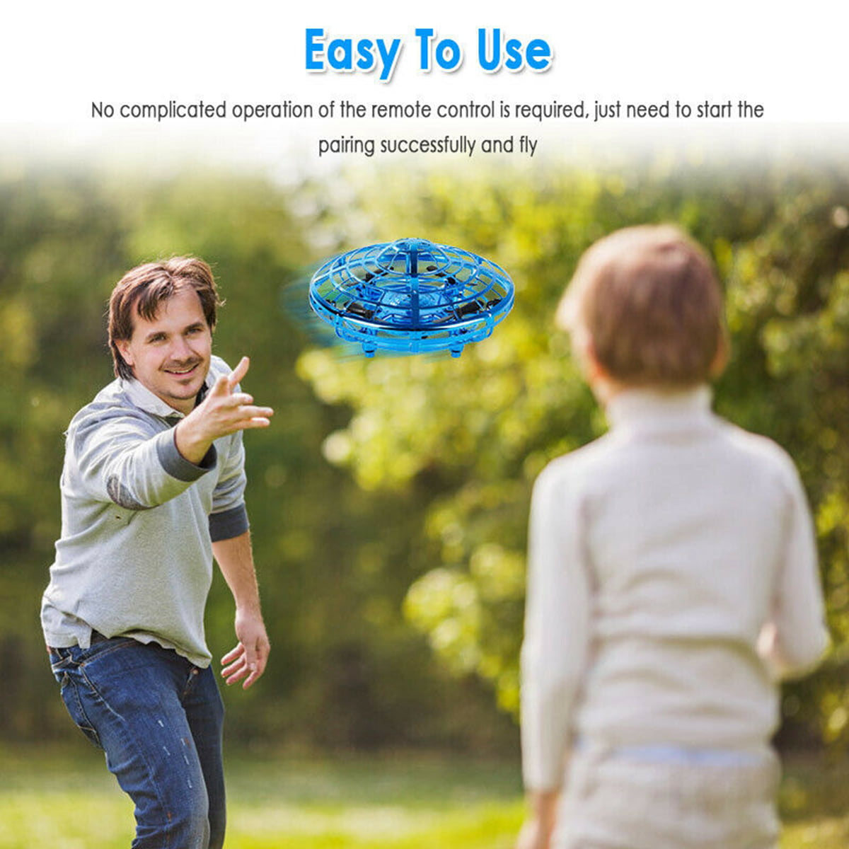 Blue 360° LED Hand Drone for All Ages