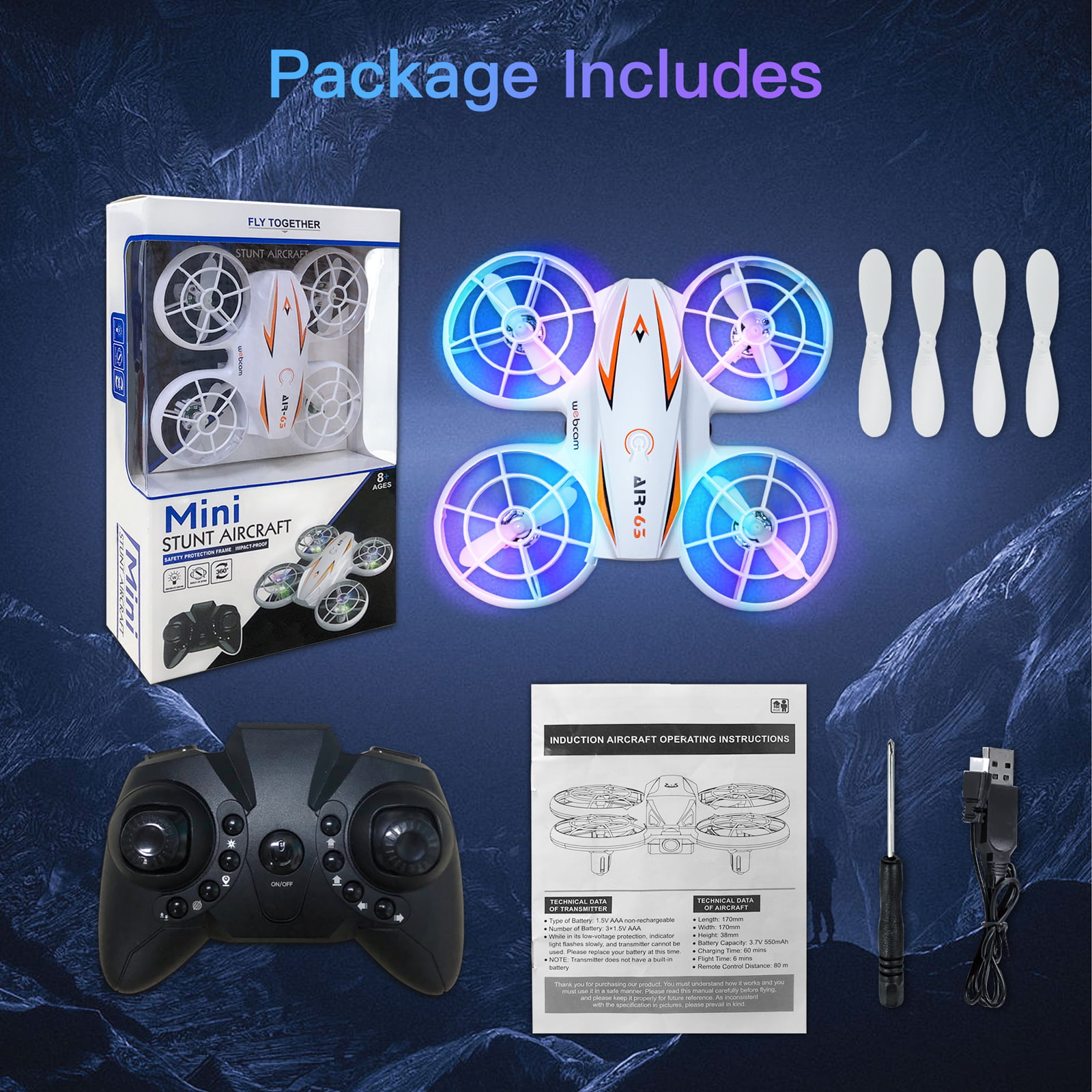 Mini LED Drone with 360 Flip & Headless Mode