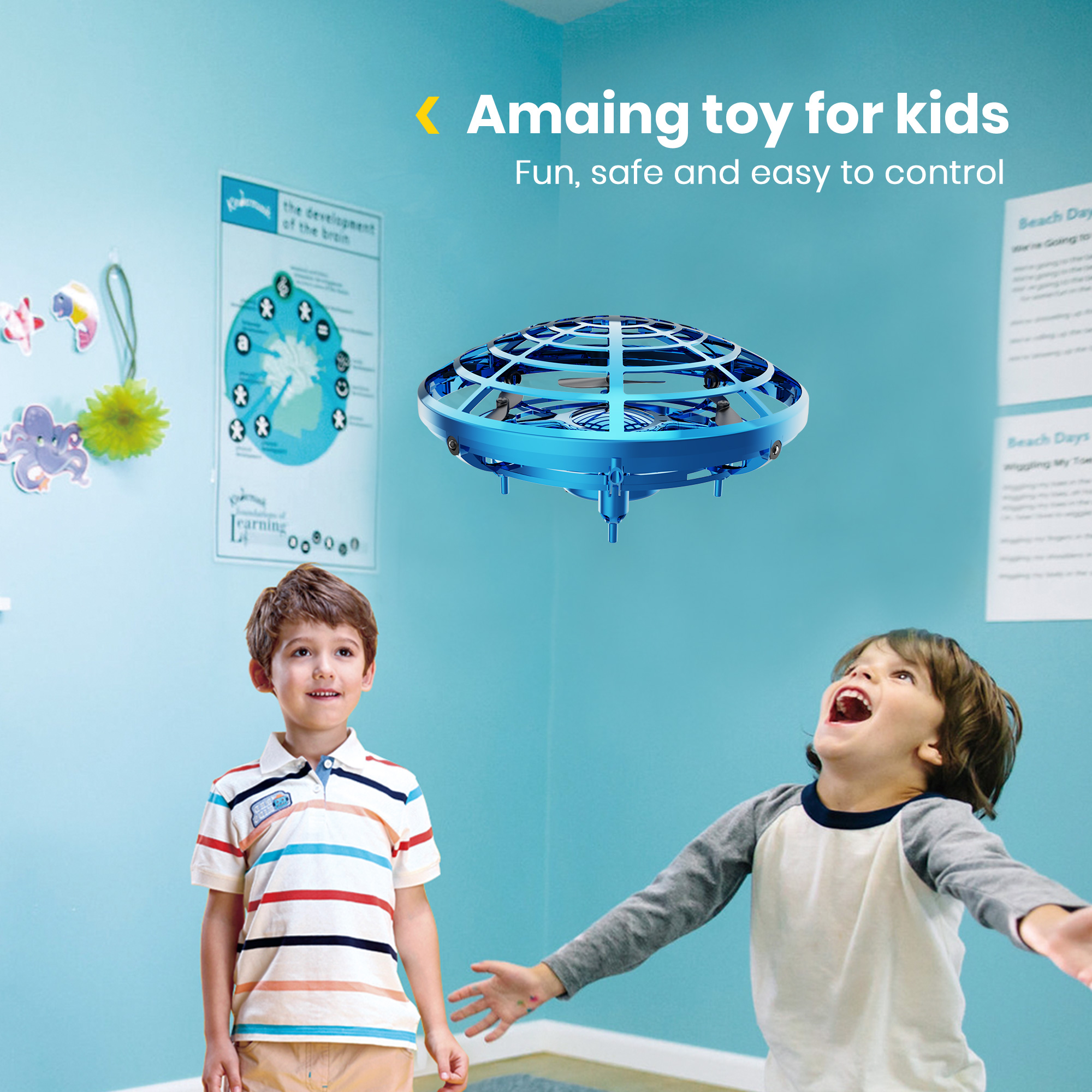 DEERC Hand-Operated Mini Drone for Indoor/Outdoor Play