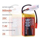 SUNPADOW 7.4V 2S 900mAh Lipo Battery Pack