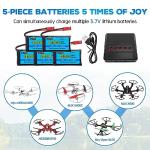 5 Pack 3.7V 800mAh Lipo Battery with Charger