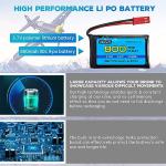 5 Pack 3.7V 800mAh Lipo Battery with Charger
