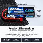 Zeee 2S 5200mAh Lipo Battery for RC Drones