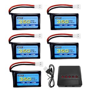 5PCS 3.7V 350mAh Lipo Battery and Charger Set