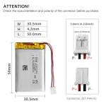 EEMB 3.7V Lipo Battery 500mAh 403048 JST
