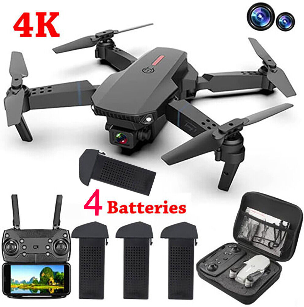4K Dual Camera Foldable RC Drone +4 Batteries
