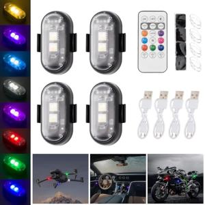 4PCS Waterproof Wireless LED Strobe Lights - Remote Controlled