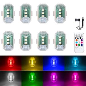 Colorful LED Strobe Lights for Drones - 8 Pack