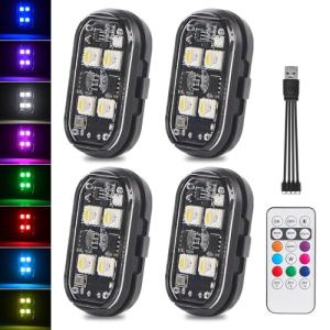 Wireless LED Strobe Lights with Remote Control - 4 Pack